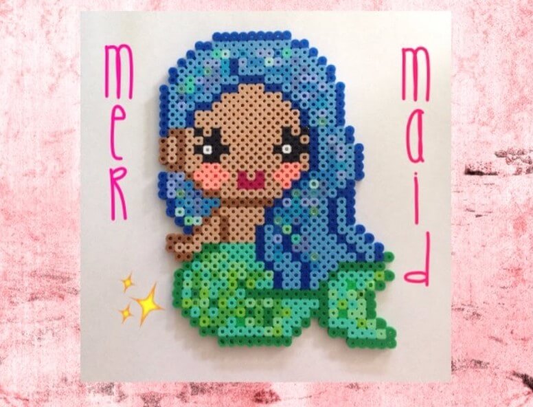 Lovely Mermaid - Under The Sea Craft Tutorial Using Perler Beads - Children can make their own Mermaid Perler Bead Art