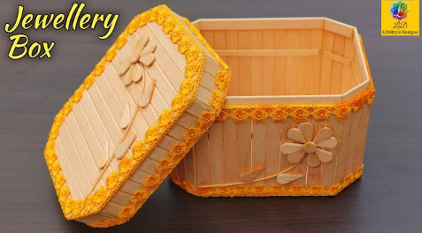 Make Your Own Elegant Popsicle Sticks Jewellery Box Craft With Decorative Lace - Constructing a Jewelry Holder with Popsicle Sticks.