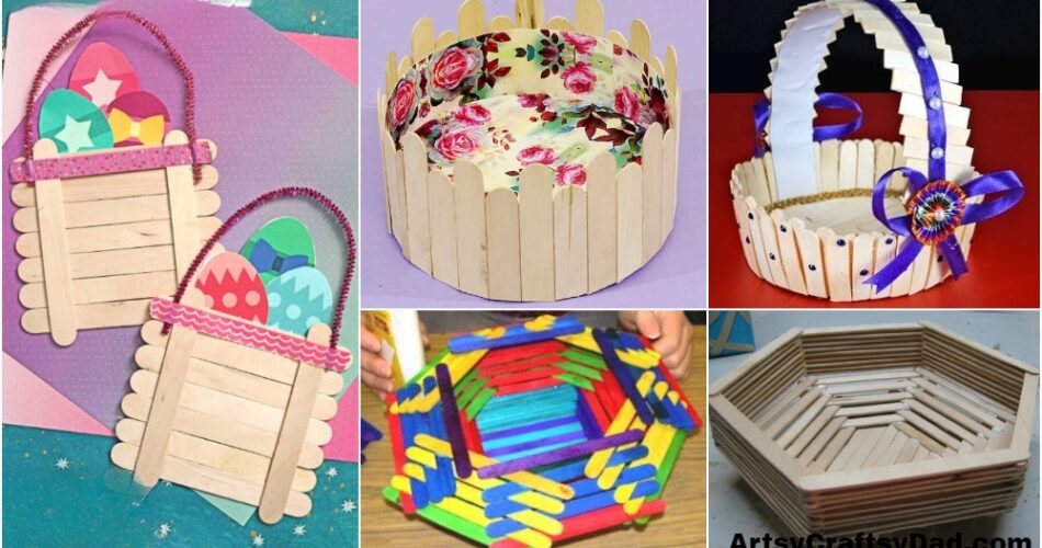 Popsicle Stick DIY Basket Ideas for Kids