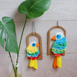 Pretty & Felt Multicolored Bird Parrot Decoration Craft For Wall Hanging - Making Parrot Decorations Using Cardboard