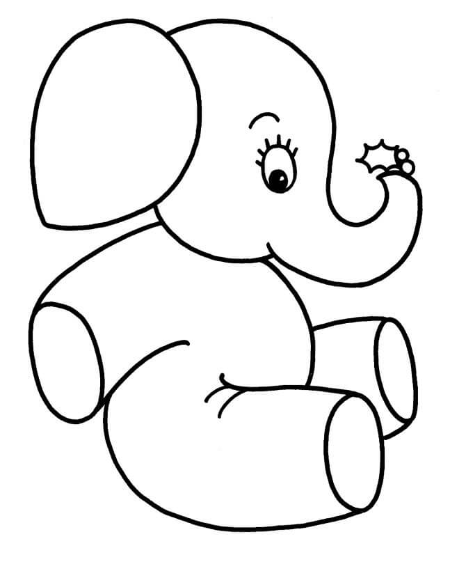 Pretty Baby Elephant Animal Drawing Idea For Kindergartners - Printable animal drawings for children to color 