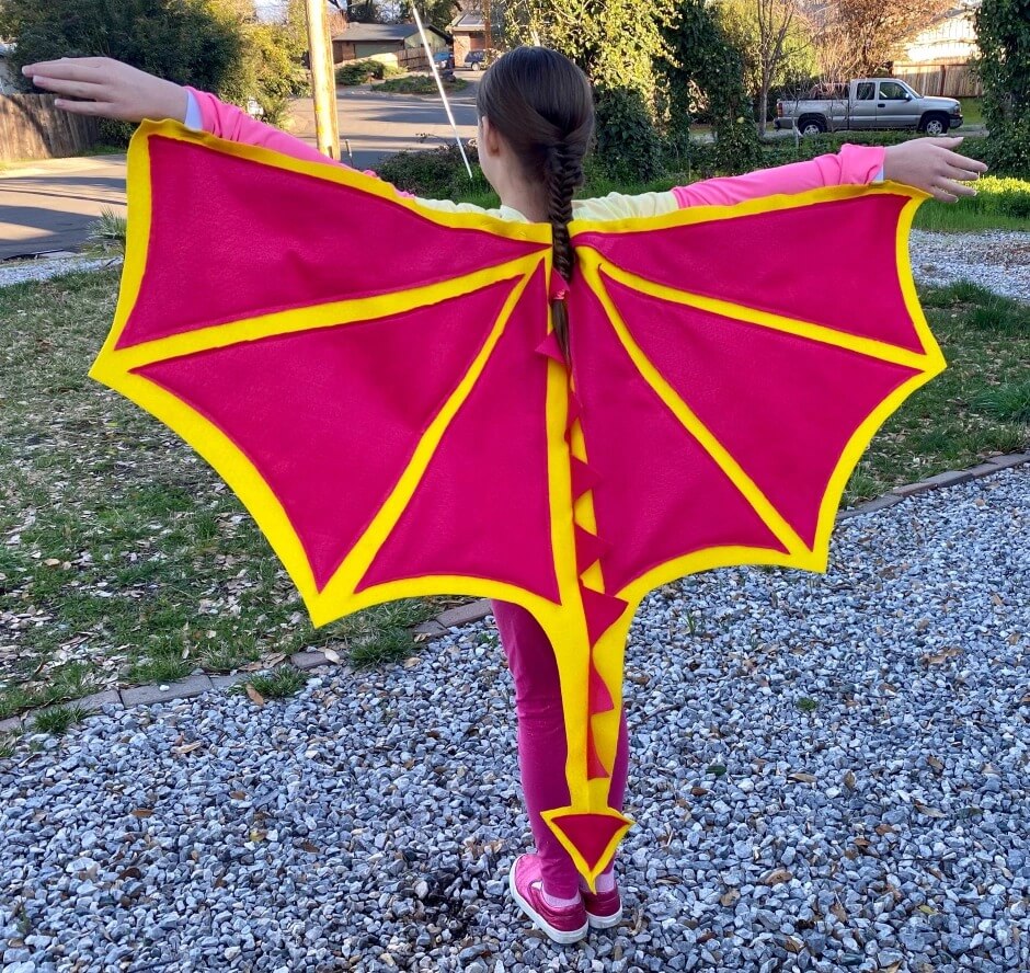 Pretty Wings of Fire Dragon Costume Ideas For Girls Using Pink & Yellow Felt - Crafting a Dragon Costume from the convenience of your own abode 