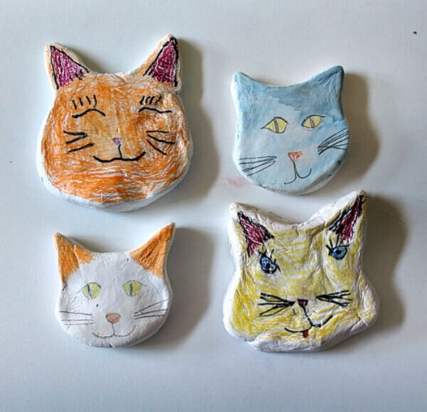 Purrfectly Cute Cat Animal Craft Activity Using Air Drying Clay - Cat Crafts For Little Ones