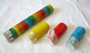 Recycled Kazoo Craft Using Cardboard Tube, Rubber Band, Wax Paper & Paint