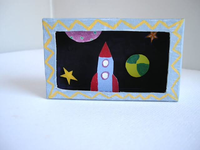 Reuse Diorama Box Art & Craft Idea Using Empty Tissue Box & Dark Purple Color - Utilizing tissue boxes to make artwork in the classroom.