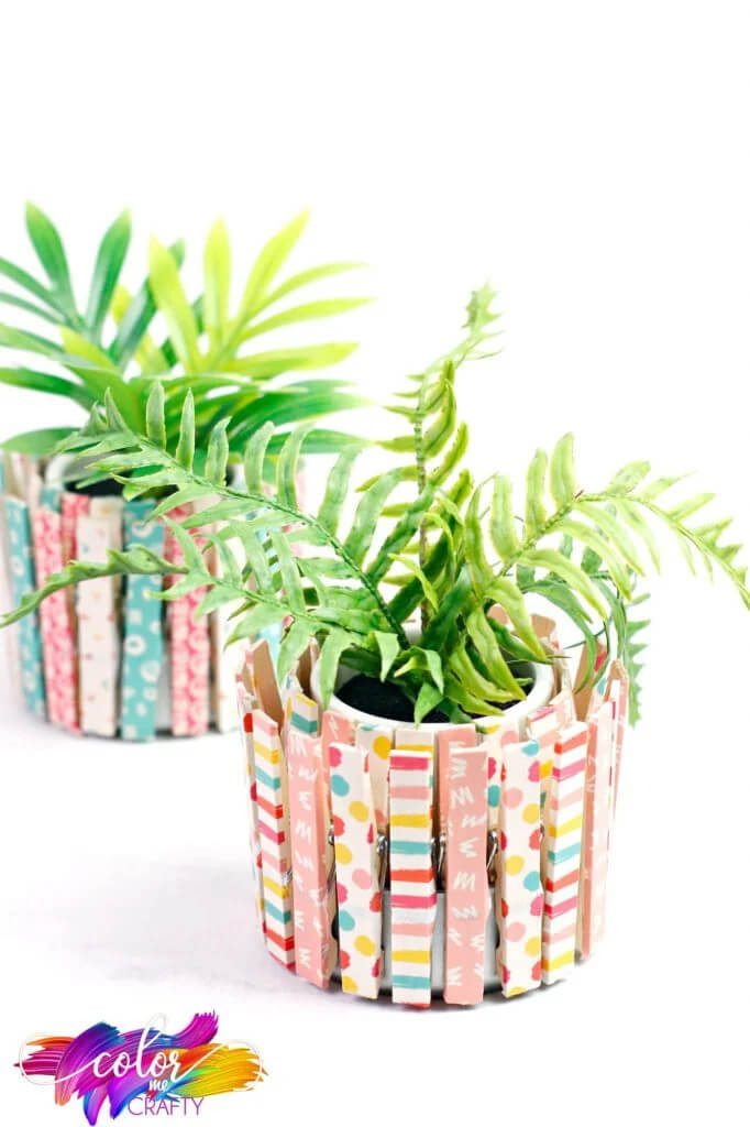 Simple Clothespin Planter Decoration Craft Using Washi Tape - Making Creative & Fun Clothespin Decorations