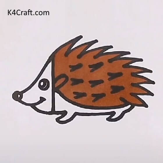 Simple To Draw Hedgehog Animal Using Black Markers - Pictorial Representations for Children - Flourishes and Beasts