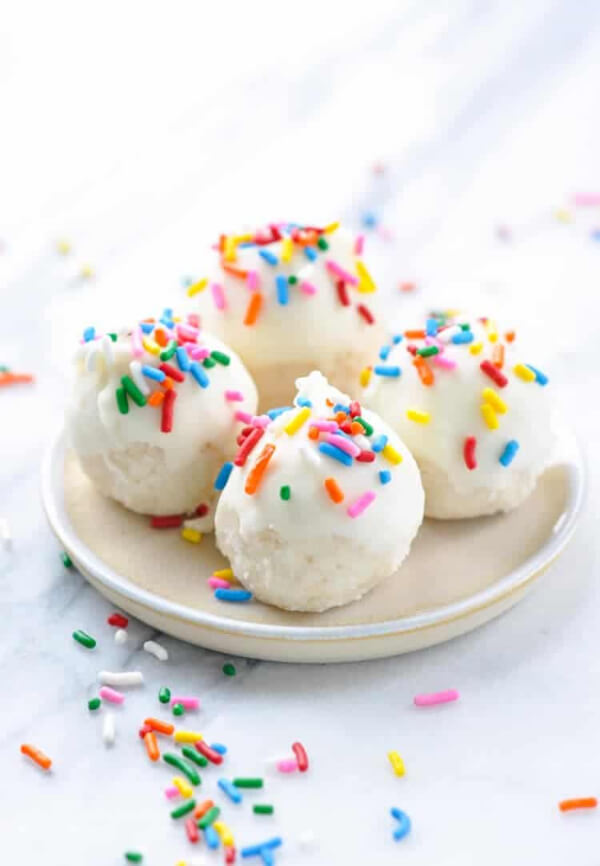 Sweetened Champagne Cake Balls Dessert Recipe With Sprinkles