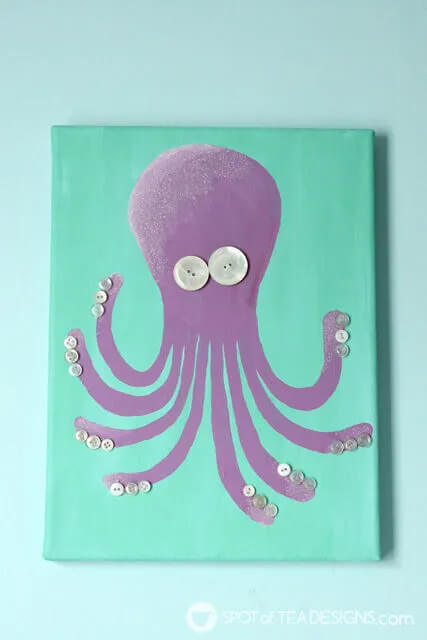 Unique Octopus Nursery Wall Art Decoration For Home - Utilizing Buttons to Accentuate Walls