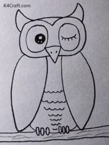 Unique One-eyed Owl Drawing Art Idea For Kids