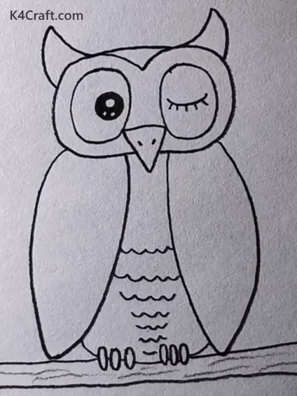 Unique One-eyed Owl Drawing Art Idea For Kids - Basic Pencil Sketches for Kids