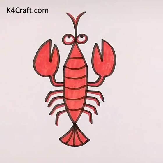 Very Easy Lobster Drawing Idea For Preschoolers - Introducing Art to Children - Blooms and Beasts