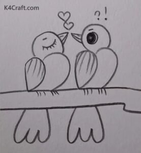 Wonderful Love Birds Drawing Idea Using Pencil