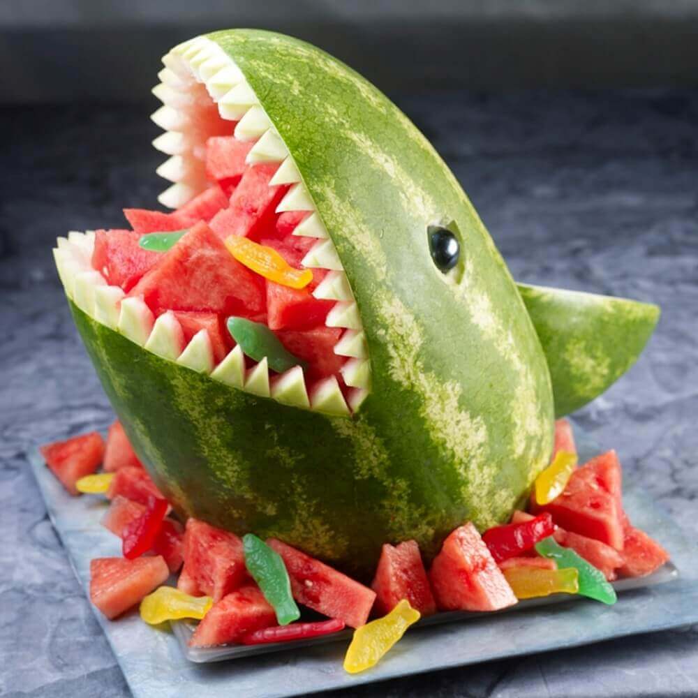 Amazing Watermelon Shark Food Decoration Idea For Birthday Parties-Ornamenting Cuisine for Special Gatherings