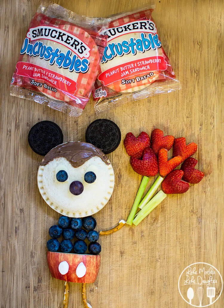 Beautiful Peanut Butter & Strawberry Jam Sandwich Food Art Idea In Mickey Mouse Shaped-Displays for Special Celebrations