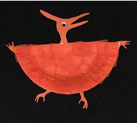 Easy To Make Dinosaur Craft Using Paper Plate, Red Crepe Papers & Googly Eyes-Crafting a dinosaur with a paper plate is a fun activity for kids