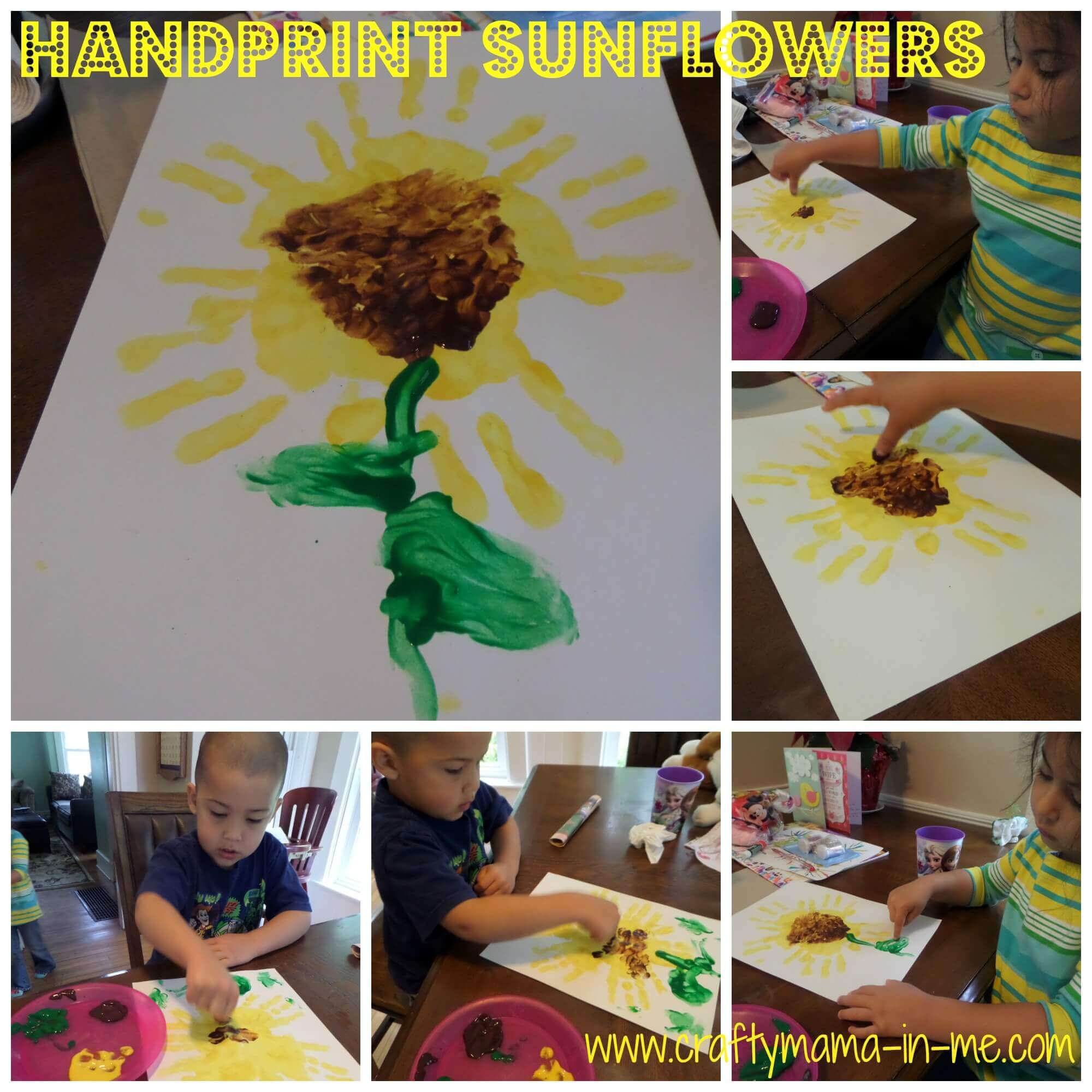 Handprint Sunflowers Fun Craft Activity For Preschoolers-Ideas for young ones to make on May Day