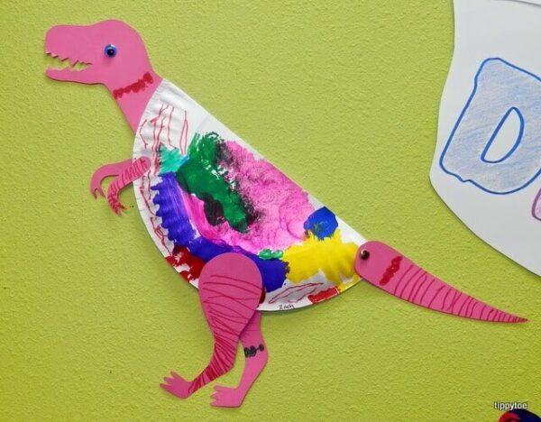 Make Your Own Paper Plate Dinosaur Craft Art Idea For Kids-Kids can have a great time creating a dinosaur using a paper plate