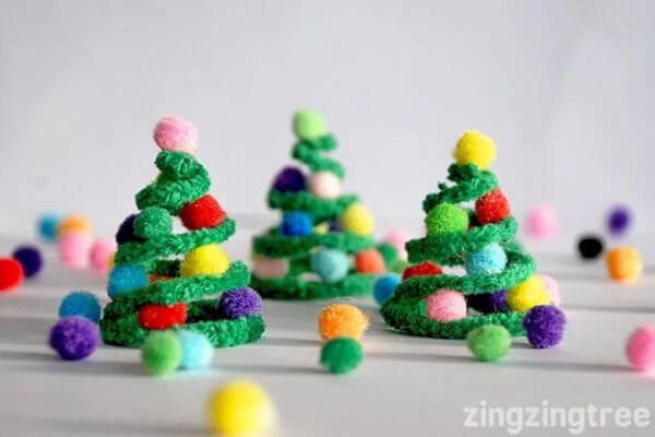 Colorful To Make Pom Pom Christmas Tree For Decoration