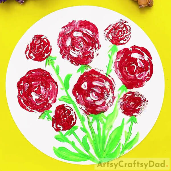 And Your Craft Is Ready!-Kids can have fun by painting cabbage stamps into roses. 