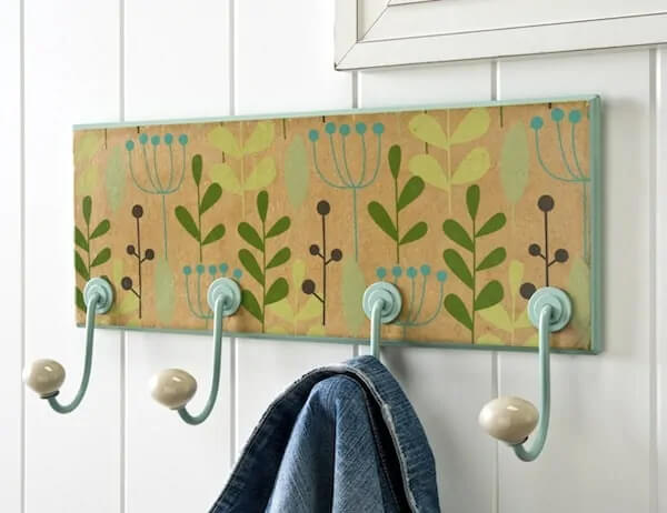 Cute Coat Rack with Mod Podge With Paper For Home Decoration