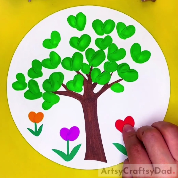 This Is The Final Look Of Your Love Tree! - Showing Kids How To Create Clay Heart Leaf Tree Art 