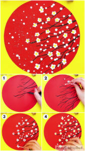 Beautiful White Cherry Blossom Painting Art Idea For Kids