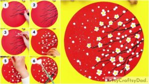 Beautiful White Cherry Blossom Painting Art Idea For Kids