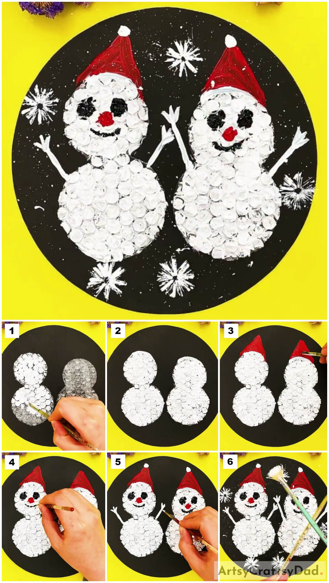 Bubble Wrap Snowman Painting Craft Tutorial For Kids