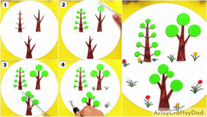 Clay Circles Tree Artwork Craft Tutorial For Kids