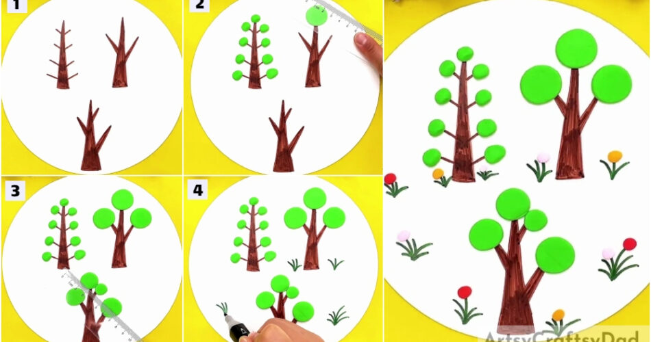 Clay Circles Tree Artwork Craft Tutorial For Kids