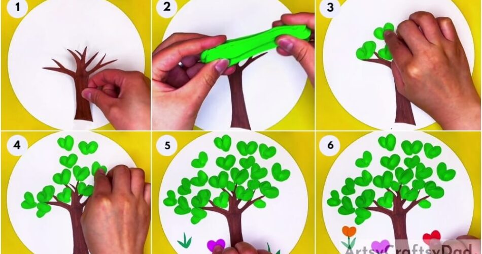Clay Heart Leaf Tree Craft Tutorial For Kids