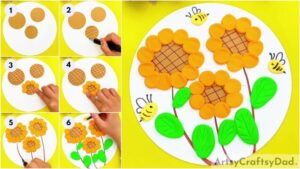Clay-Paper Sunflower Garden Craft Idea