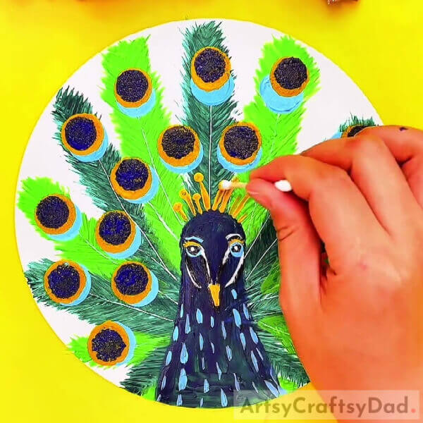 Completing Making The Peacock Crest- Learning to Paint with Peacock Stamps: Advice and Techniques 