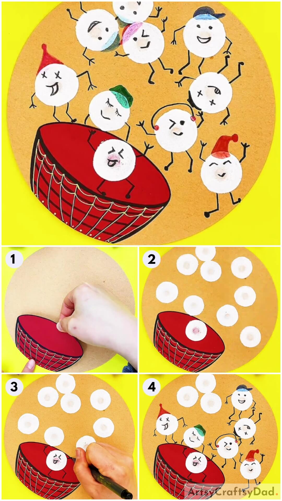 Dancing Funny Circles Stamp Painting For Kids