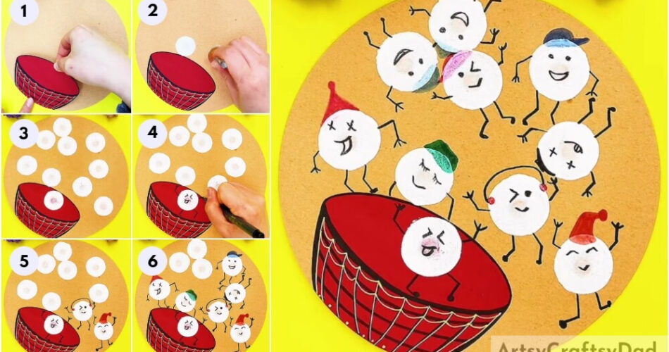 Dancing Funny Circles Stamp Painting For Kids