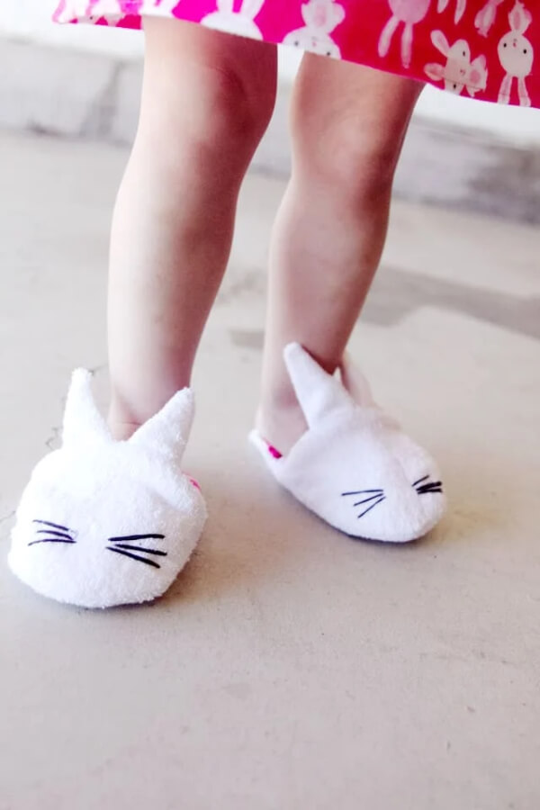 DIY Cute Bunny Slippers For Kids
