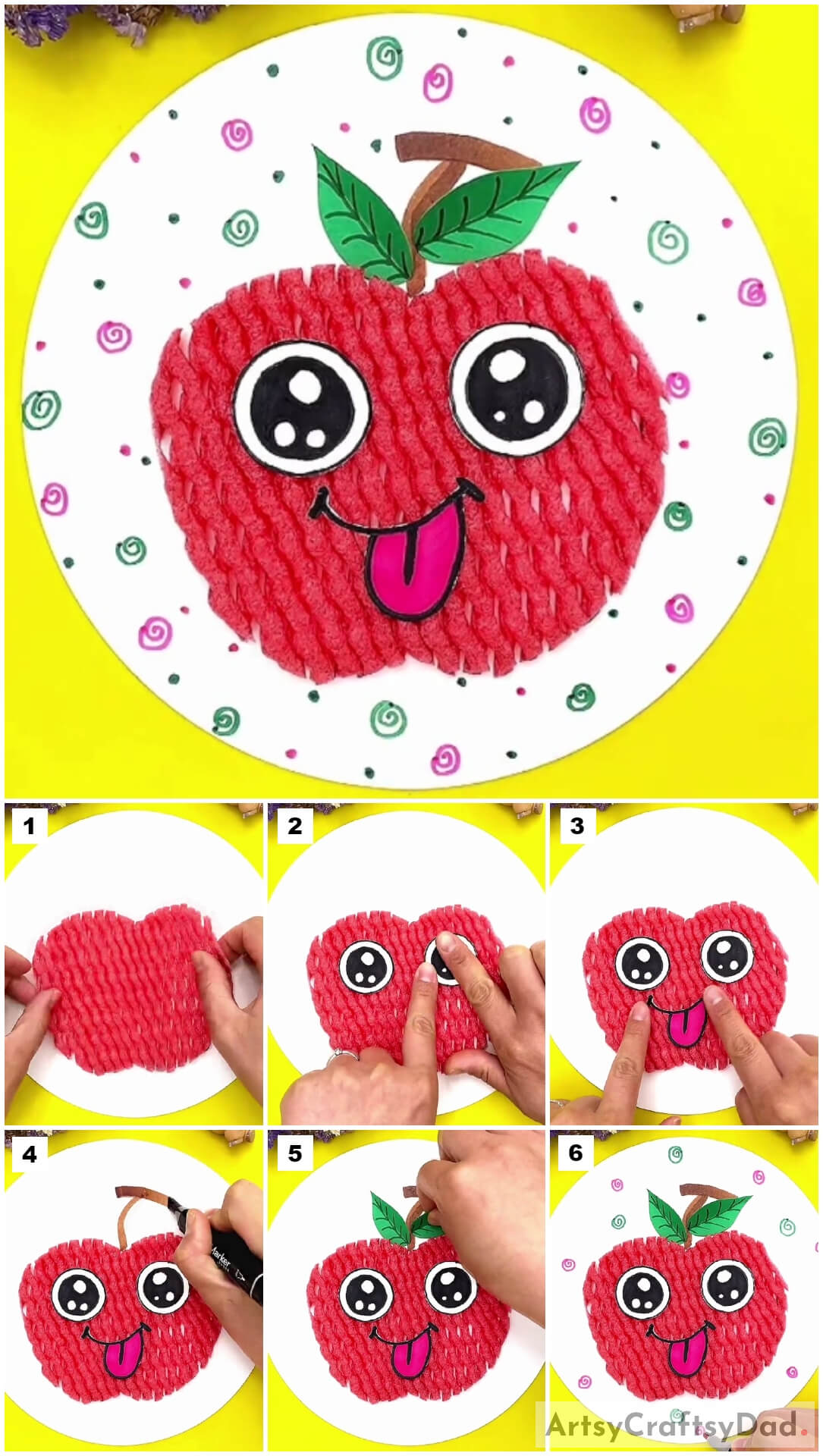 Fruit Foam Net Apple Fun Craft For Kindergartners