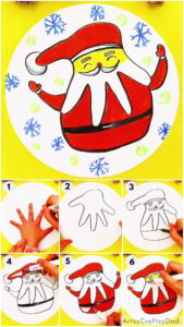 Hand Outline Santa Drawing Tutorial For Kids