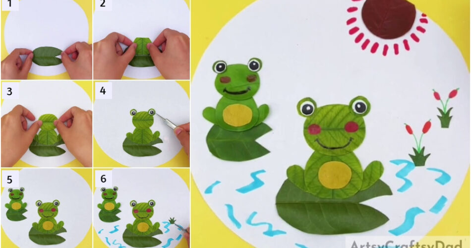 Leaf Frogs In Pond Scenery Craft Tutorial For Kids