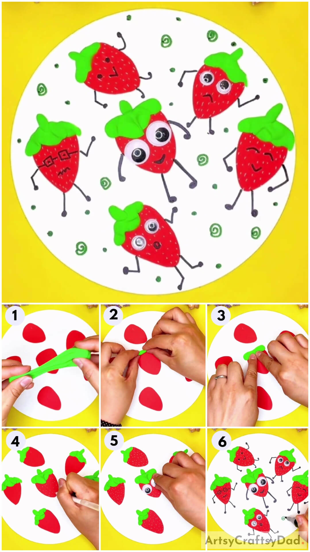 Paper And Clay Strawberries Fruit Craft For Kids