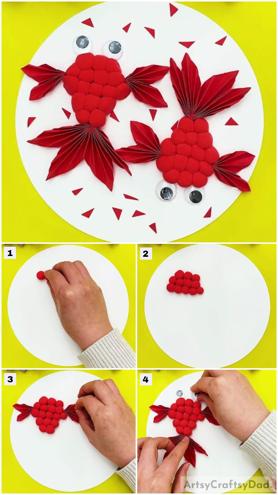 Red Fishes With Clay And Paper Craft tutorial