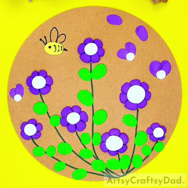 Ta-da! Your Clay Flower Garden With Bees Craft Is Ready!-2. Making a bee garden out of clay for kids. 