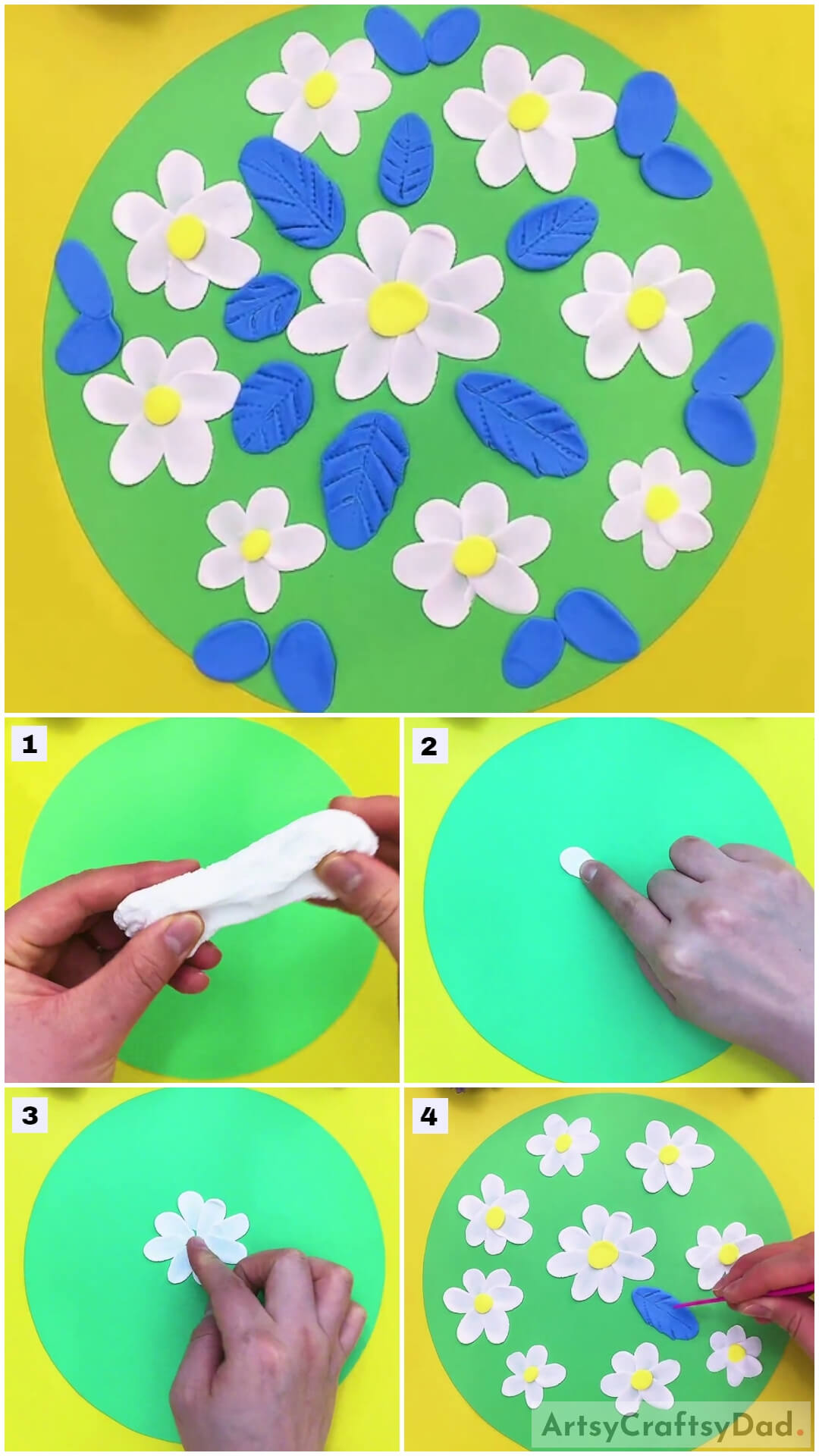 White Clay Flowers Craft Tutorial For Kids