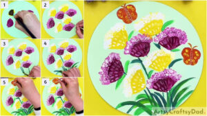 Yellow And Purple Flowers Bunch Painting For Beginners