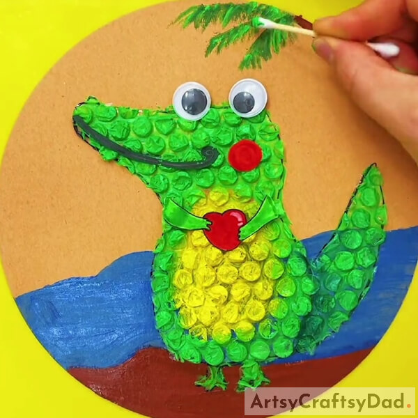 Adding Details to the Background- A Guide to Forming a Crocodile Artwork with Bubble Wrap