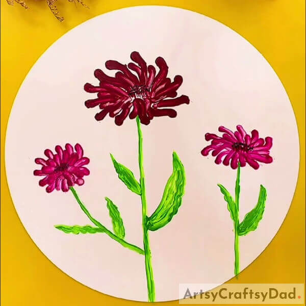Chrysanthemum Flower Easy Painting Tutorial - For Kids - A Walkthrough on Painting Chrysanthemums Easily 