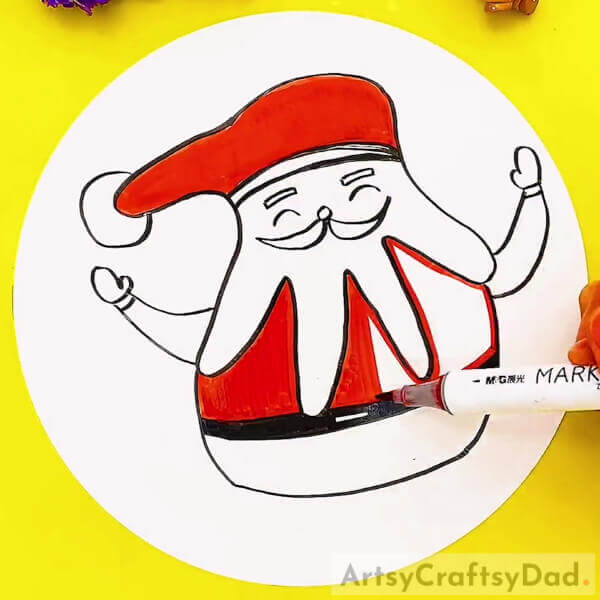 Coloring The Clothes On Santa's Body- A Guide to Drawing Santa for the Little Ones 
