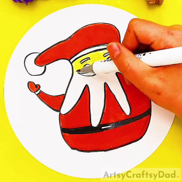 Coloring The Face Of Santa- Hand Outline Santa Drawing Lesson for Children 