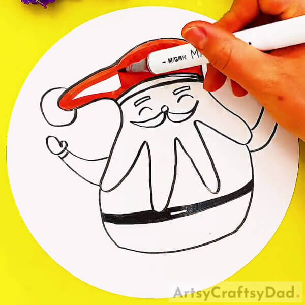 Coloring The Santa's Hat/Cap- Learning to Draw Santa: A Tutorial for Youngsters 